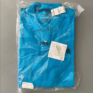 Express Men's Blue Dazzle cotton Pique short sleeve polo shirt NWT